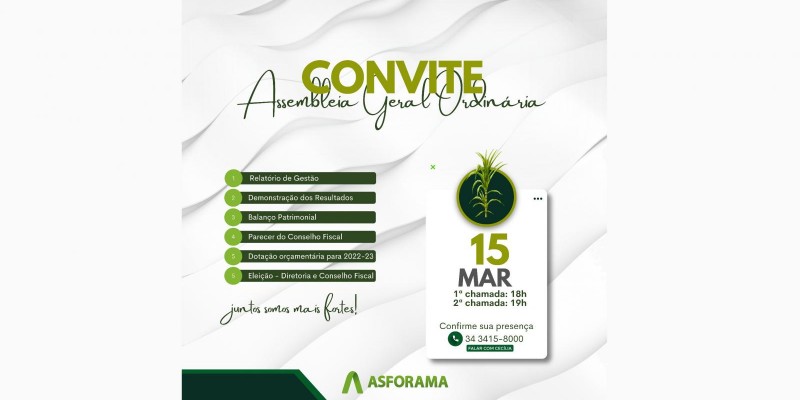 CONVITE - 15/03/2023 Assembleia Geral Ordinária